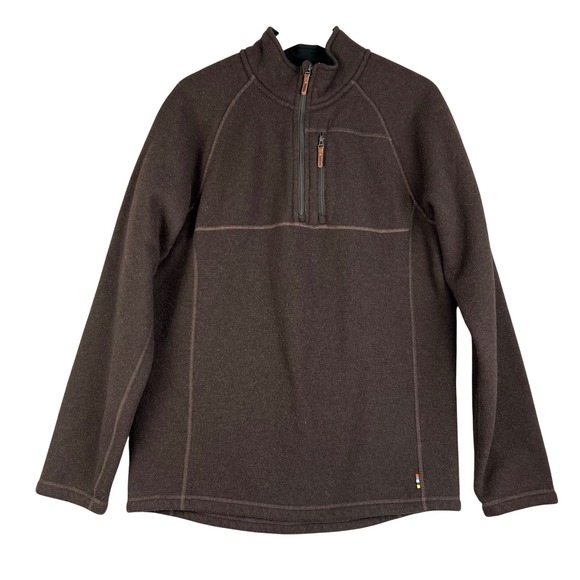 Smartwool Mens Hudson Trail Fleece Quarter Zip Pullover Brown Medium